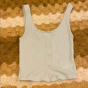 Mint green button up crop top